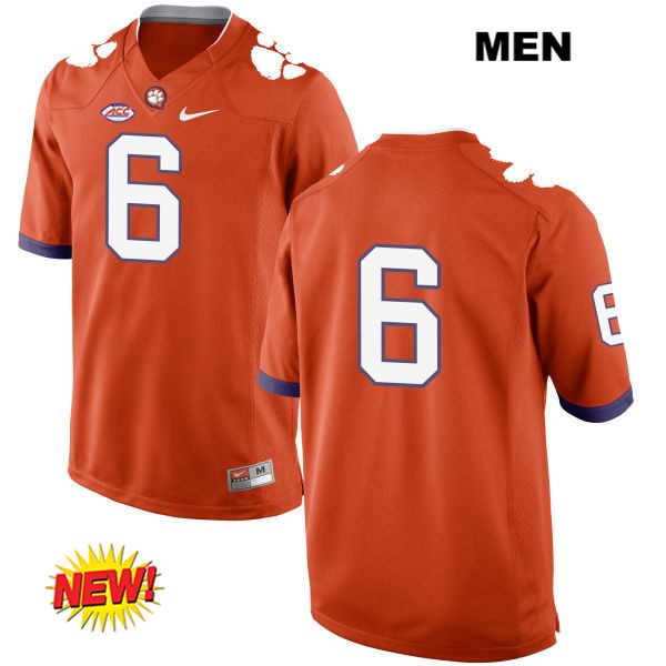 Men's Clemson Tigers #6 Zerrick Cooper Stitched Orange New Style Authentic Nike No Name NCAA College Football Jersey AHB6646FU